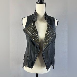 Medium Forever 21 Faux Leather Vest w Gold Studs